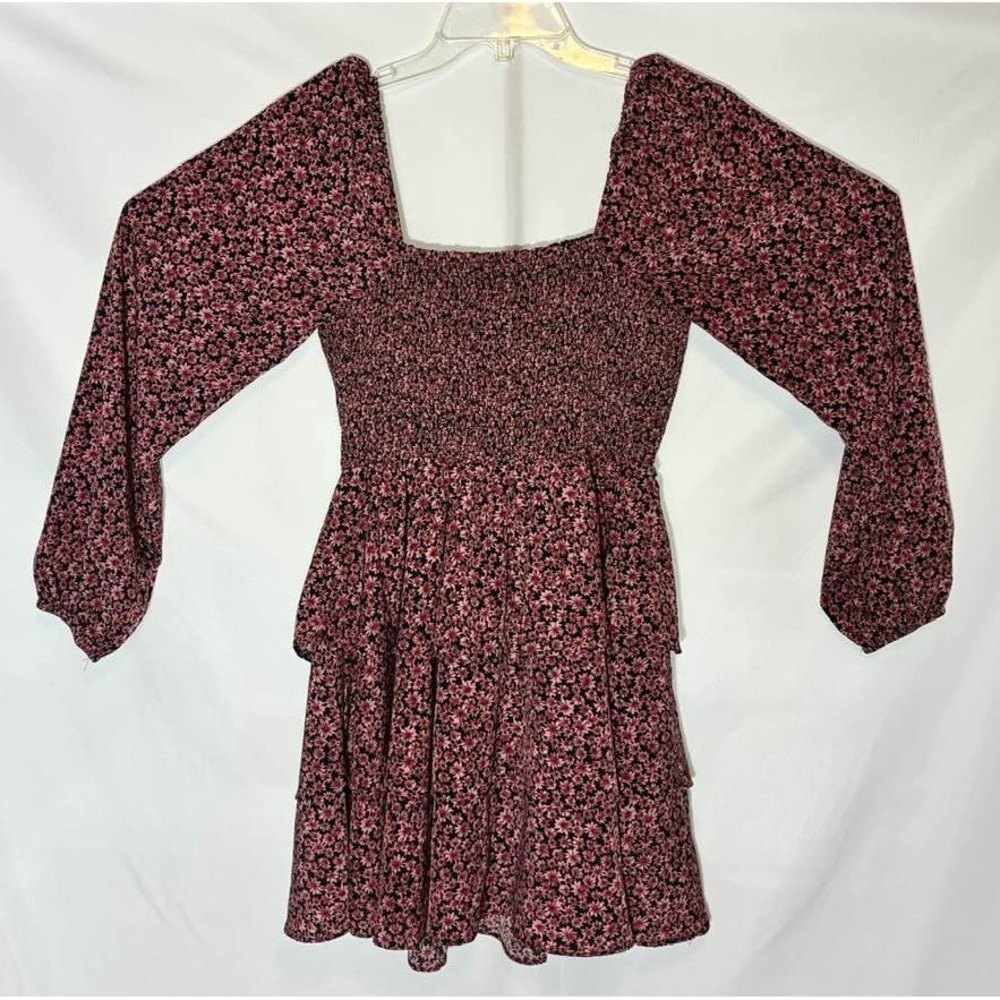 Buddy Love Floral Smocked Mini Dress‎ Medium Fairy Boho Pink Black Girly